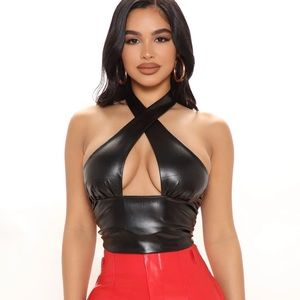 Fashion Nova Hate Date PU Top
